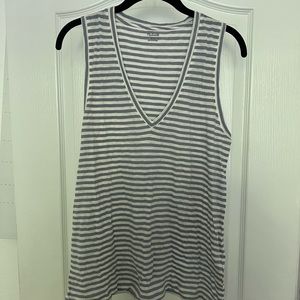 Madewell Whisper Cotton Purple White Stripe Tee SZ M